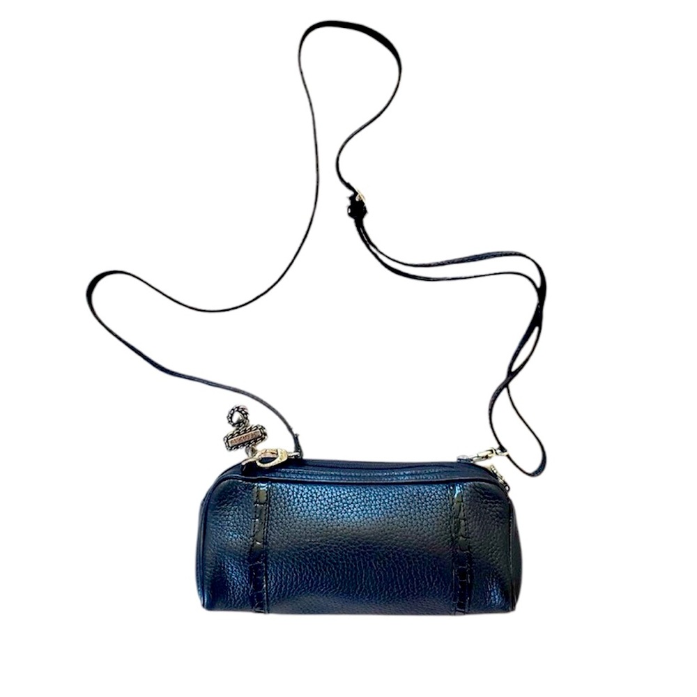 Brighton Vintage Black Croc Leather Silver Heart crossbody bag pocket red inside - Picture 4 of 15